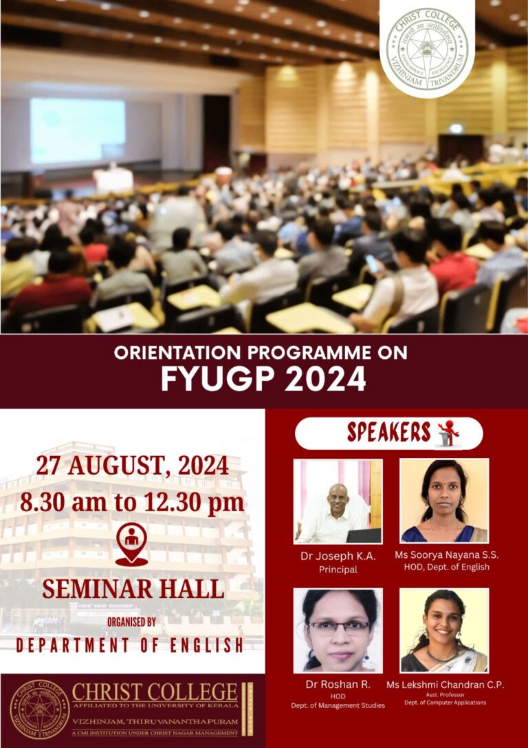 Orientation Programme for FYUGP students of S1 BA English Major (2024 Admission)